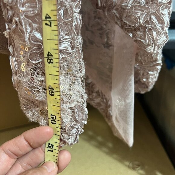 Xscape Plus Size 22W Off-the-Shoulder High-Low Hem Mermaid Dress in Taupe - Picture 9 of 10